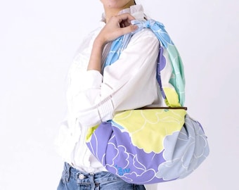 Furoshiki L 100 Himemusubi Botan Peony Azul-Púrpura / Tela Furoshiki / Bolsa Furoshiki / Tradición Japonesa / Envoltorio de Regalo Sostenible