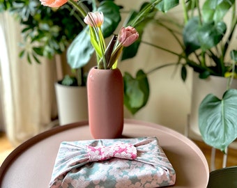 Furoshiki S Isamonyo Sakura Pink Mint/ Furoshiki bag/ gift towels/sustainable packaging/environmentally friendly/ furoshikimusubi/cherry blossom