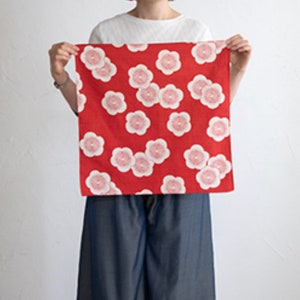 Furoshiki S Isamonyo Tsubaki Orange Bleu/Tissu Furoshiki/Tissu cadeau/Emballage durable/Zerowaste Noël/Japan Love/Camélia japonais image 4