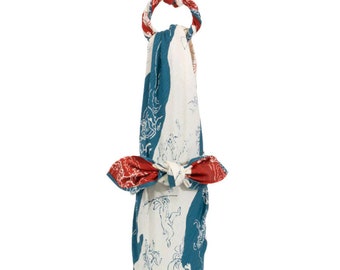 Furoshiki L 104 Choju jinbutsu giga |  Reversibel Blau-Rot / Nachhaltigverpacken / Geschenktuch/ Kyoto Manufaktur / Furoshikitasche