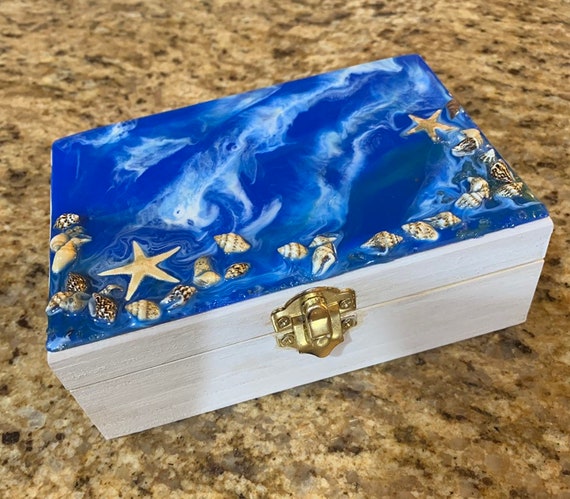 Ocean Jewelry Box Dresser Box Dainty Jewelry Box Kids Jewelry Box Keepsake Box Ocean Trinket Box Deep Red Ocean Trinket Box