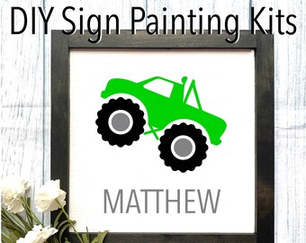DIY Kid's Houten Monster Truck Sign, Kid's Crafts, DIY Kid's Activity, Art Project, Kid's Bedroom Decor, Houten Teken, Home Decor