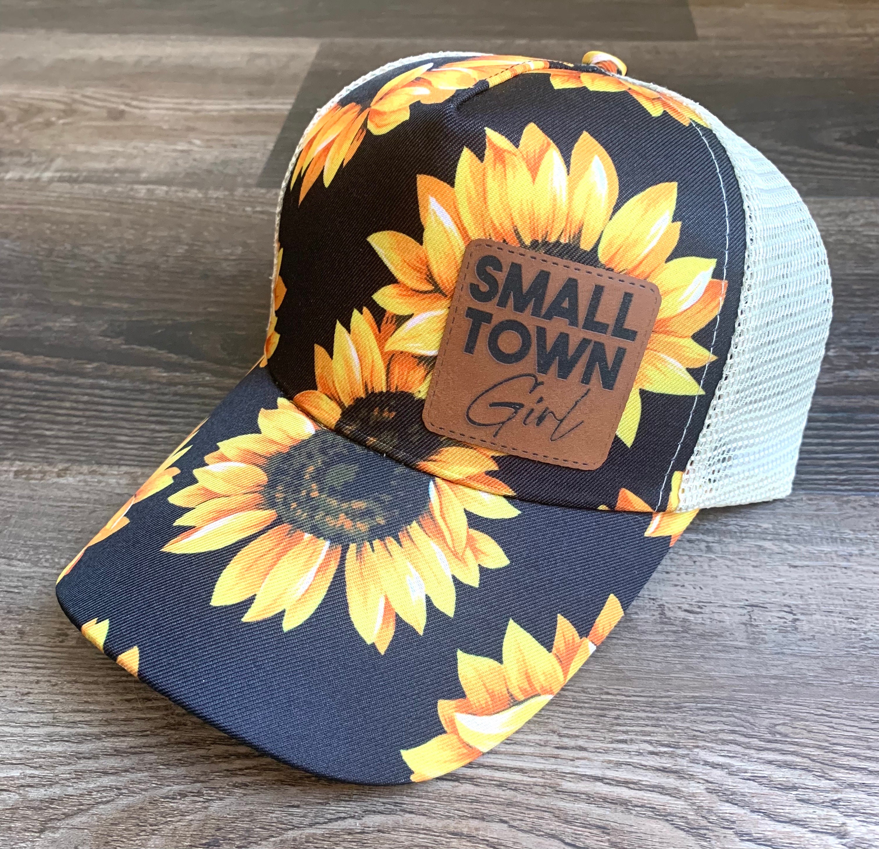 Small Town Girl Sunflower Hat, Ponytail Hat, Grandma Hat, Gift for Woman, Lady’s Hat, Mother’s Day gift, Boat Hat