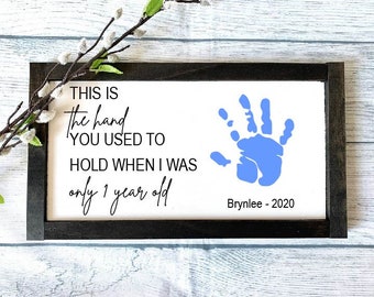 Custom Handprint Gift, DIY Child's Handprint, Father's Day Gift, Mother's Day Gift, Gifts for Parents, Personalized Sign, Rustic Wooden Sign