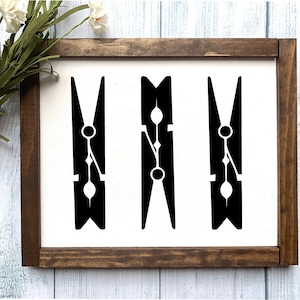 Clothespin Laundry Farmhouse Wooden Sign, Laundry Room Decor, Laundry Room Sign, Rustic Home Decor, Farmhouse Sign