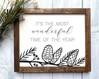 Época más maravillosa del año Signo de madera, Decoración de la casa de Navidad, Decoración rústica, Señal de Navidad, Decoración de la casa de Navidad, Navidad de la casa de campo