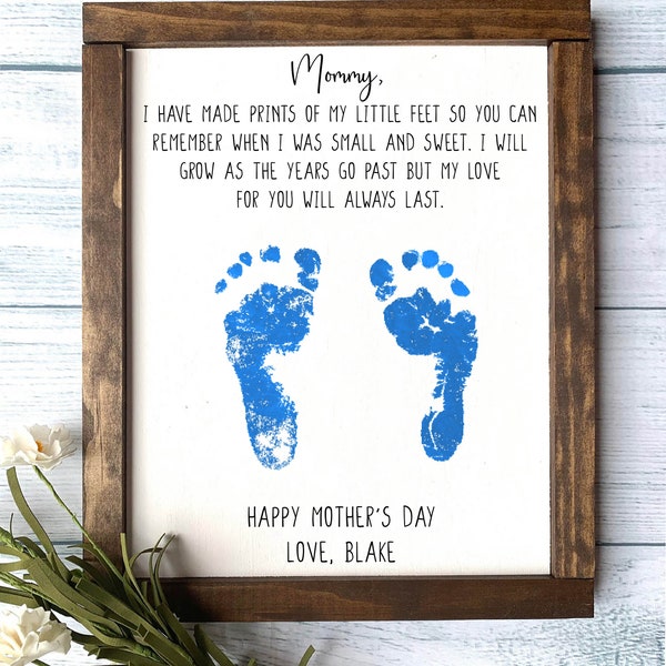 MOMMY - LARGE - Little Footprints, Mother's Day Gift, Mother's Day Wooden Sign,  DIY Footprint Sign, Gifts for mom, Child's Footprint Sign