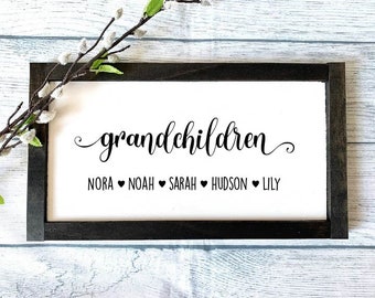 Custom Grandchildren Sign, Grandparents Wooden Sign, Grandparents Gift, Mother's Day Gift, Father's Day Gift, Custom Sign, Grandkids