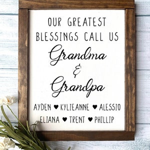 Custom Grandma & Grandpa Sign, Mother&#39;s Day Gift, Grandparents Wooden Sign, Grandparents Gift, Grandkids Sign, Gift for Grandma
