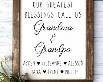 Custom Grandma & Grandpa Sign, Mother's Day Gift, Grandparents Wooden Sign, Grandparents Gift, Grandkids Sign, Gift for Grandma