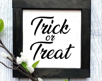 Trick or Treat Wooden Sign, Halloween Sign, Wooden Sign, Home Decor, Fall Kitchen Decor, Tiered Tray Decor, Living Room Decor, Fall Decor