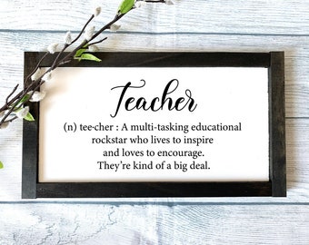 Teacher Definition Sign,  Teacher Gift, Teacher Sign, Classroom Decor, Teacher Appreciation, Teacher, Rustic Teacher Sign,