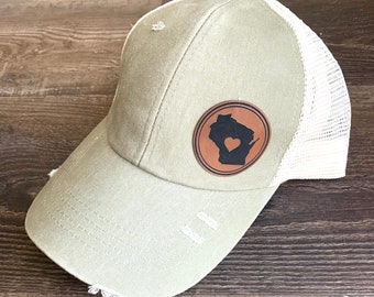 Wisconsin Hat, Ponytail Hat, Grandma Hat, Gift for Woman, Lady’s Hat, Mother’s Day gift, Boat Hat