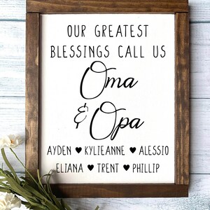 Custom Oma & Opa Sign, Christmas Gift, Grandparents Wooden Sign, Grandparents Gift, Grandkids Sign, Gift for Grandma, Gift under 25