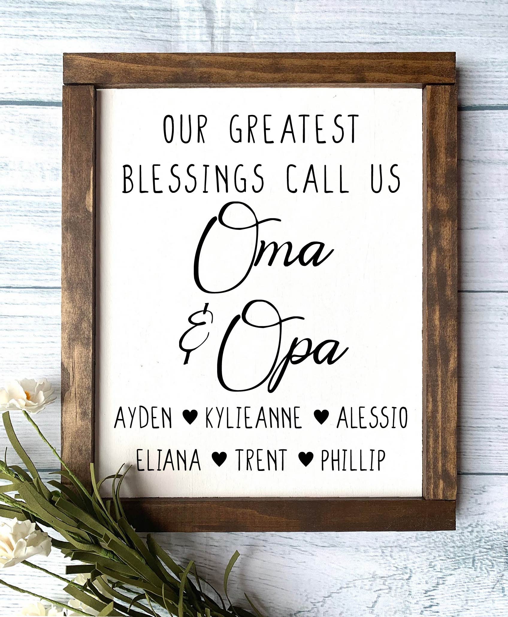 Custom Oma and Opa Sign Christmas Gift Grandparents Wooden photo