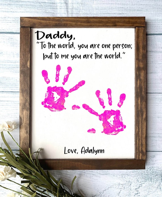 DADDY Father's Day Gift, Father's Day Wooden Sign, DIY Handprint