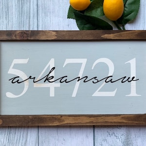 Custom Home Town Sign, Wooden Sign, Home Decor, Zip Code Sign, Housewarming Gift, Dorm Decor