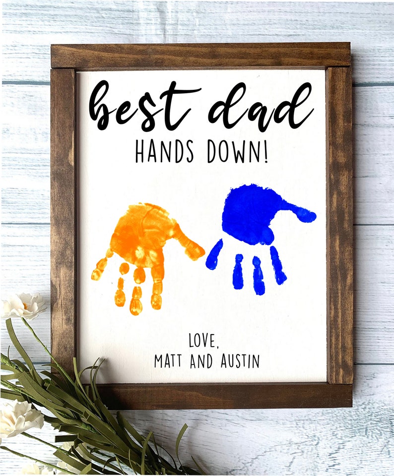 DAD - Father's Day Gift, Father's Day Sign,  DIY Handprint Sign, Gifts for dad, Child's Handprint Sign, Gifts for Grandpa, Christmas Gift 