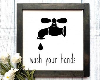 Wash Your Hands Wooden Sign, Bathroom Sign, Wooden Sign, Bathroom Decor, Home Decor, Rustic Home Decor, Farmhouse Sign