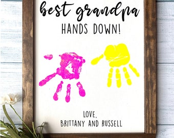 GRANDPA - Father's Day Gift, Father's Day Wooden Sign,  DIY Handprint Sign, Gifts for grandpa, Child's Handprint Sign, Christmas Gift