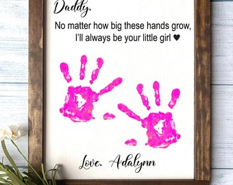 DAD - Father&#39;s Day Gift, Father&#39;s Day Wooden Sign,  DIY Handprint Sign, Gifts for dad, Child&#39;s Handprint Sign, Gifts for Grandpa, Christmas