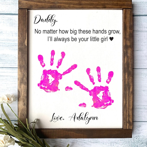 DAD - Vaderdagcadeau, Vaderdag Houten Bord, DIY Handafdrukbord, Cadeaus voor papa, Kindhandafdrukbord, Cadeaus voor opa, Kerstmis