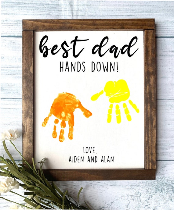 DAD Father's Day Gift, Father's Day Sign, DIY Handprint Sign, Gifts for Dad,  Child's Handprint Sign, Gifts for Grandpa, Christmas Gift 
