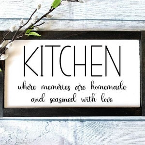Kitchen - Memories are Homemade and Seasoned With Love, Kitchen Decor, Kitchen Sign, Farmhouse Kitchen, Farmhouse Decor, Rustic Wooden Sign