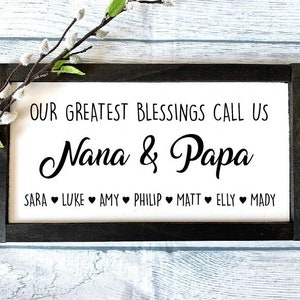 Custom Nana & Papa Sign, Christmas Gift, Grandparents Wooden Sign, Grandparents Gift, Mother&#39;s Day Gift, Father&#39;s Day Gift, Grandkids Sign