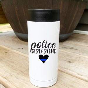 Police Girlfriend Can Cooler - Skinny Can Cooler, Beer Can Cooler, Can Holder, Christmas Gift, Drinking Gift