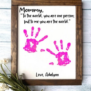 MOMMY - Mother&#39;s Day Gift, Mother&#39;s Day Wooden Sign,  DIY Handprint Sign, Gifts for mom, Personalized Mom Gift, Gifts for Grandma