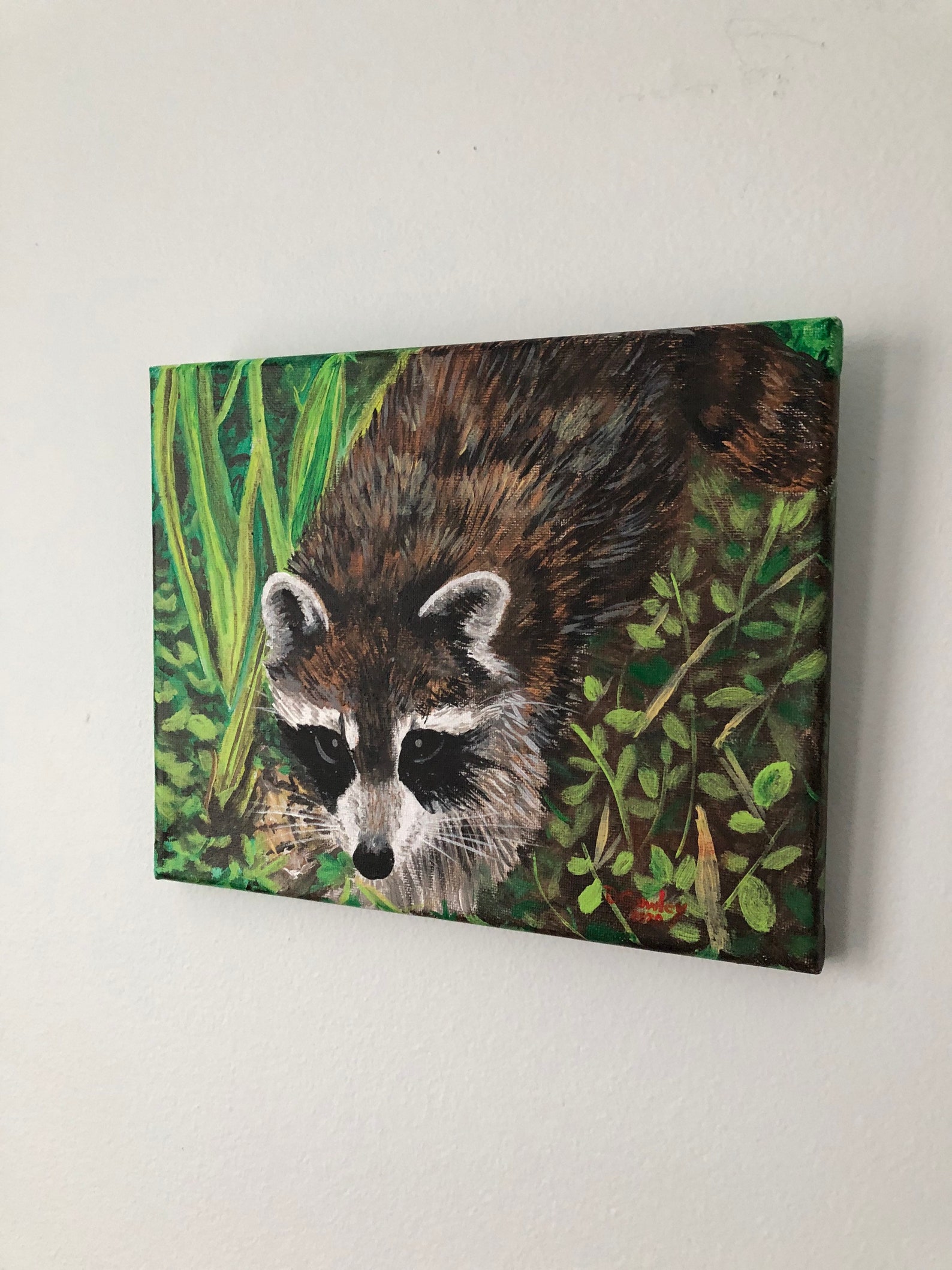 Original Acrylic Painting Raccoon Etsy