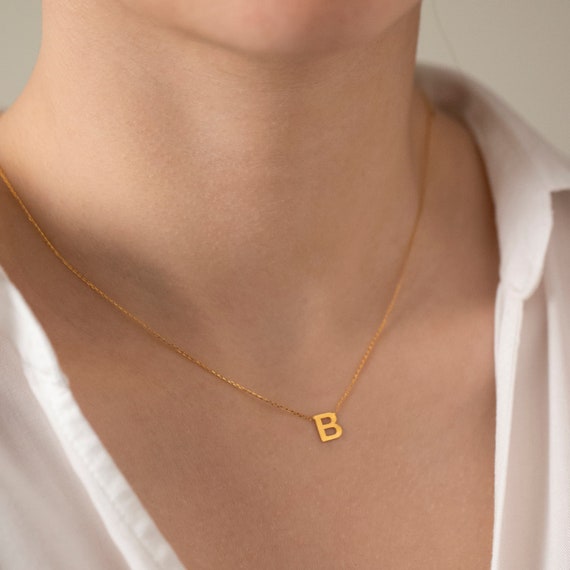 Dainty gold necklace with initial sale