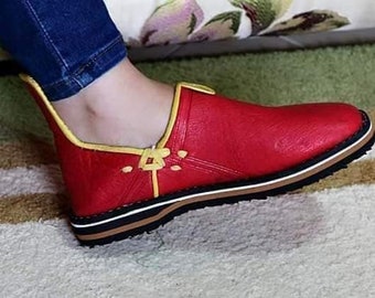 Pantoffeln Marokkanisch Leder Traditional Schuh Pantoletten Slipper Sandale Gelb