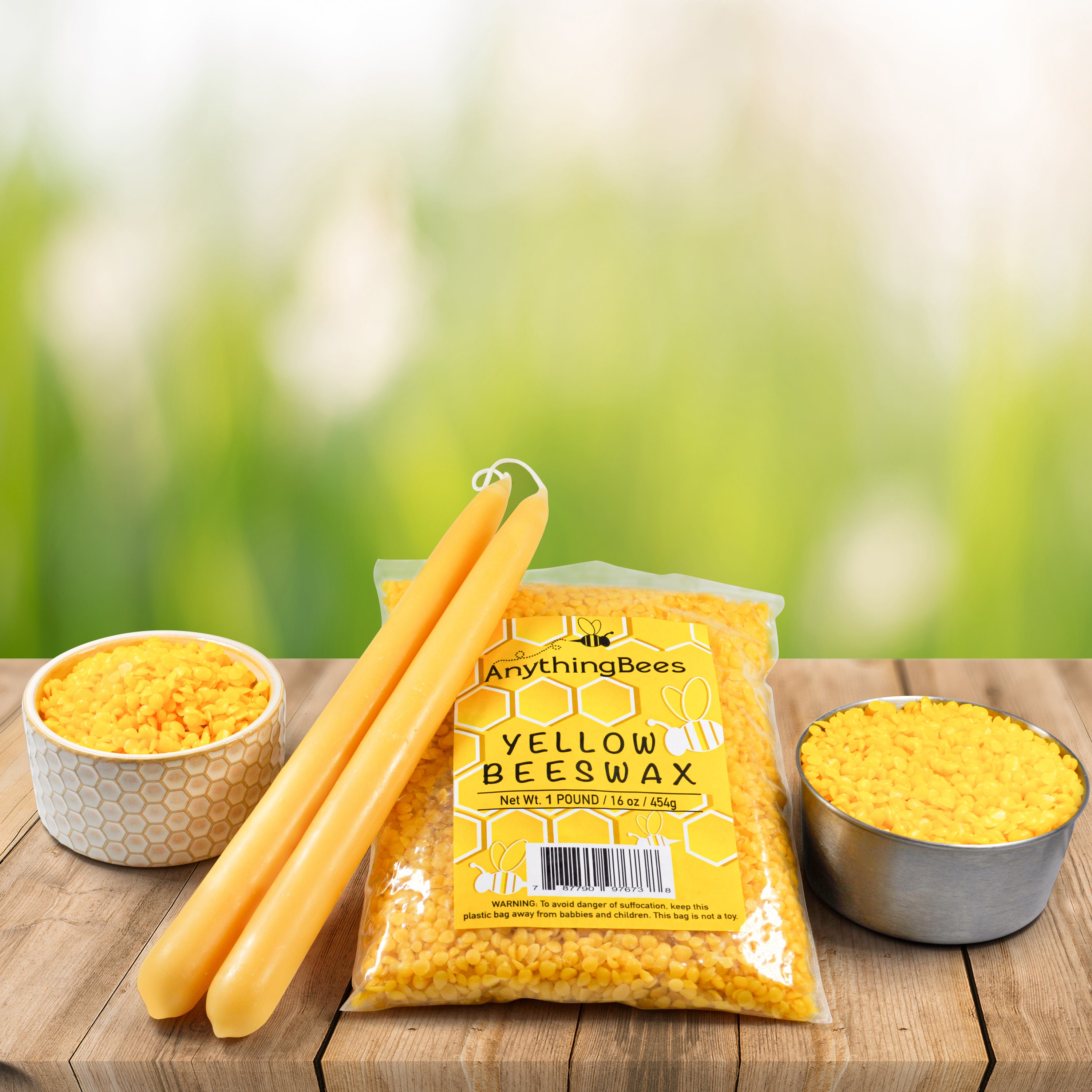 Yellow Beeswax Pellets, 100% Pure Organic, Great Smell, Cosmetic Grade,  Triple Filtered, USA, Candle Making Yellow or White Wax or Wicks 