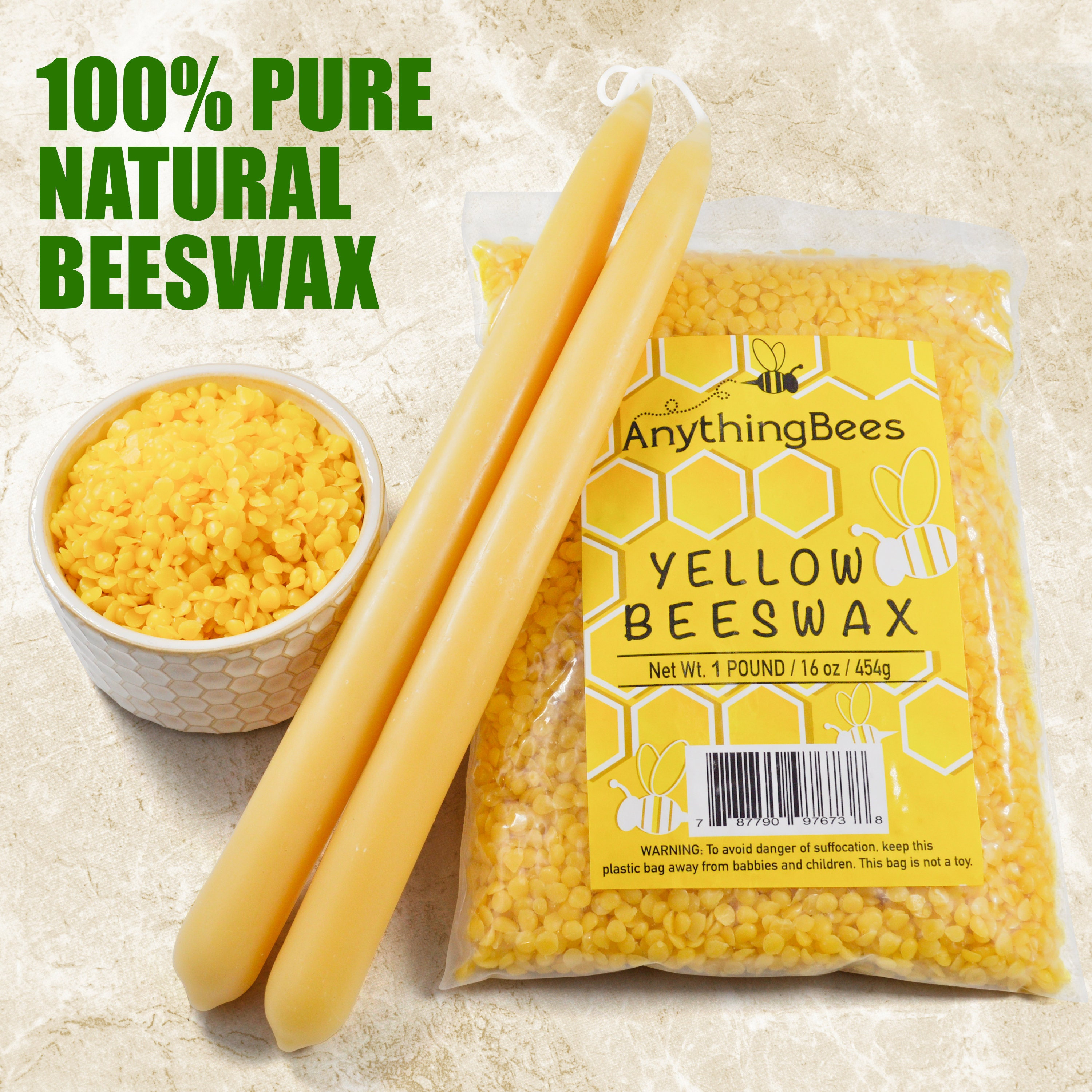 Organic Yellow Beeswax Pellets 8 Oz, Bees Wax Pesticide-free
