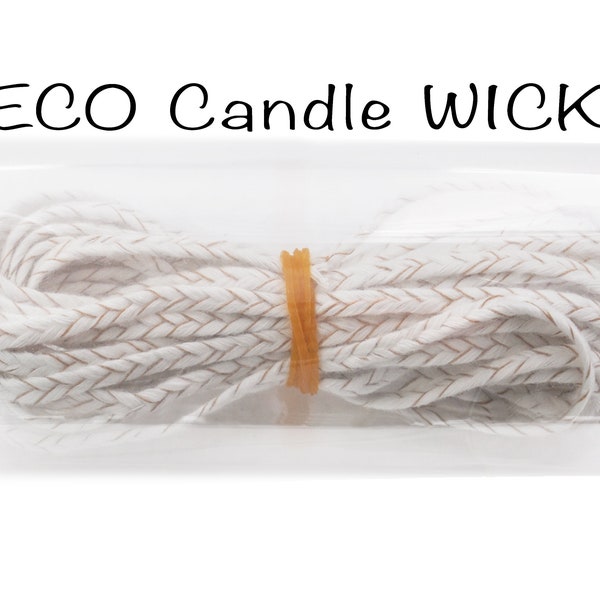 ECO Candle Wicks: For Soy Candle Wax / Paraffin Wax, Size; ECO 1, Eco 2, Eco 4, Eco 6, Eco 12, eco 14 / Flat Braided Cotton, Soy Candle wick