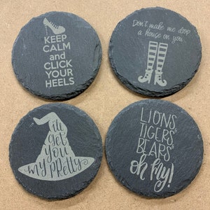 Wizard Of Oz Coasters Slate, Set of 4, Wedding Gifts, Drink Coasters, Personalized, Engraved