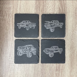 Chevy Square Body Truck Slate Coasters , Set of 4, Wedding Gifts, Drink Coasters, Personalized, Engraved, Funny