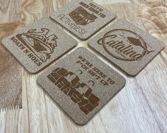 Step Brothers Cork Coasters , Set of 4, Wedding Gifts, Drink Coasters, Personalized, Engraved, Funny