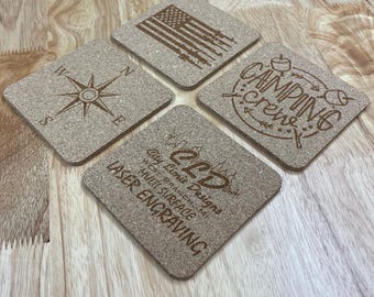 Custom design your own, Business Logo Coasters Cork, Set of 4, Promotional Items, Advertising, Wedding Gifts, Drink Coasters, Personalized