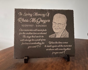 Personalized Memorial Slate Plaque, 8" x 10", Rectangle Protective Feet, Laser Engraved, Gift