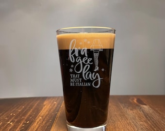 A Christmas Story inspired drinking glass, made in the USA, pint glass, wedding gift, fathers day, gift for him, 16oz