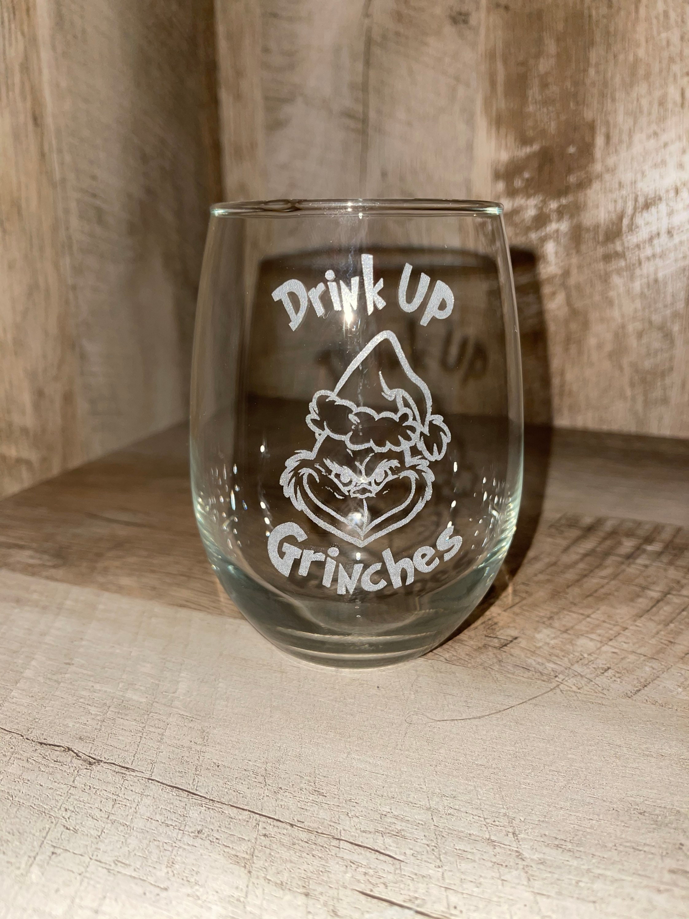 Good Womens Drink Up Grinches Inside Wine Glass Graphic Christmas V-Neck  Cute Gift Metal Print by Ezone Prints - Fine Art America