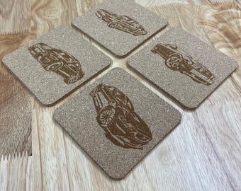 Ford Mustang Cork Coasters , Set of 4, Wedding Gifts, Drink Coasters, Personalized, Engraved, Funny