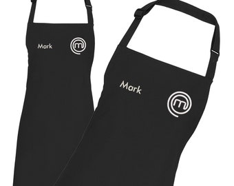 Personalised Masterchef Cooking Apron Embroidered with name black apron