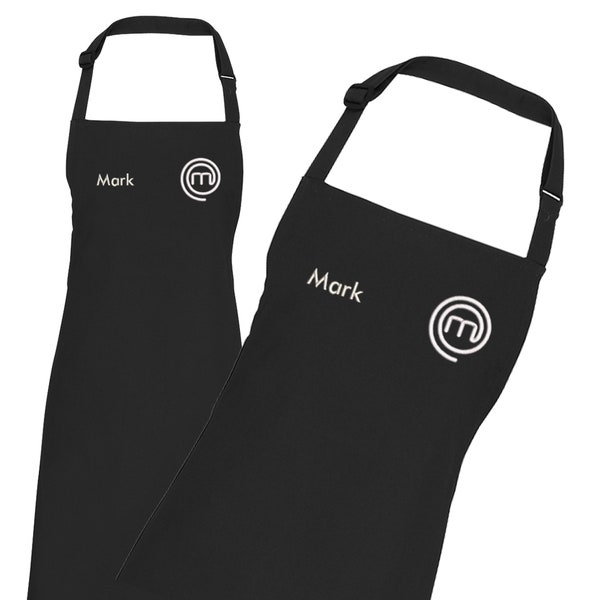 Personalised Masterchef Cooking Apron Embroidered with name black apron