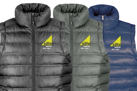Gas Safe Work Wearpadded Gilet Jacket Quality Embroidered Logo With Your Company Name Underneath Logo Etsy Canada