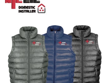 NICEIC Padded Gilet Embroidered Domestic Installer Logo  With Your Name or Company Under logo High Quality Body Warmer