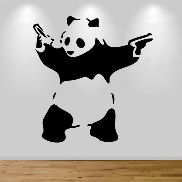 Banksy panda wall sticker decal wall art banksy graffiti shooting panda sticker